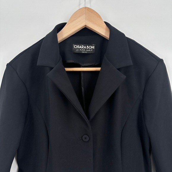 Chiara Boni La Petite Robe Black Stretch Blazer Jacket Made in Italy 48 / US S - Picture 2 of 8